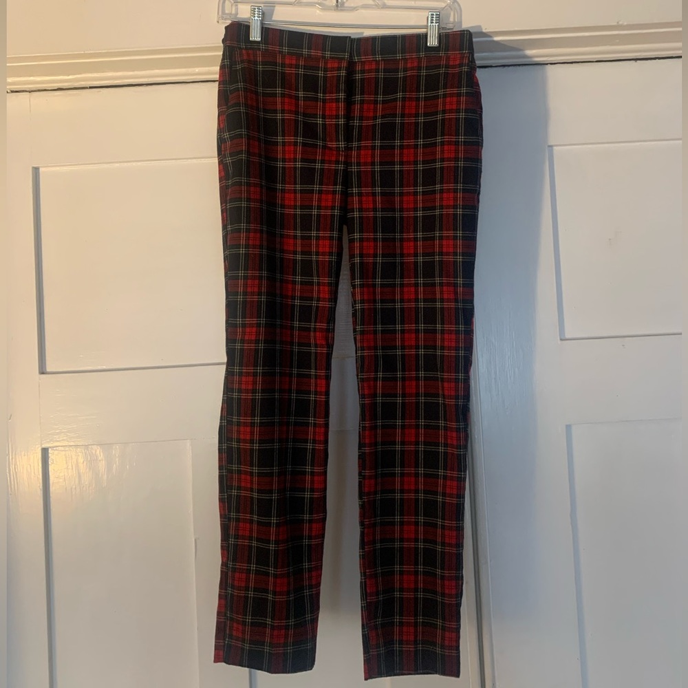 Zara Plaid Straight Leg Trousers